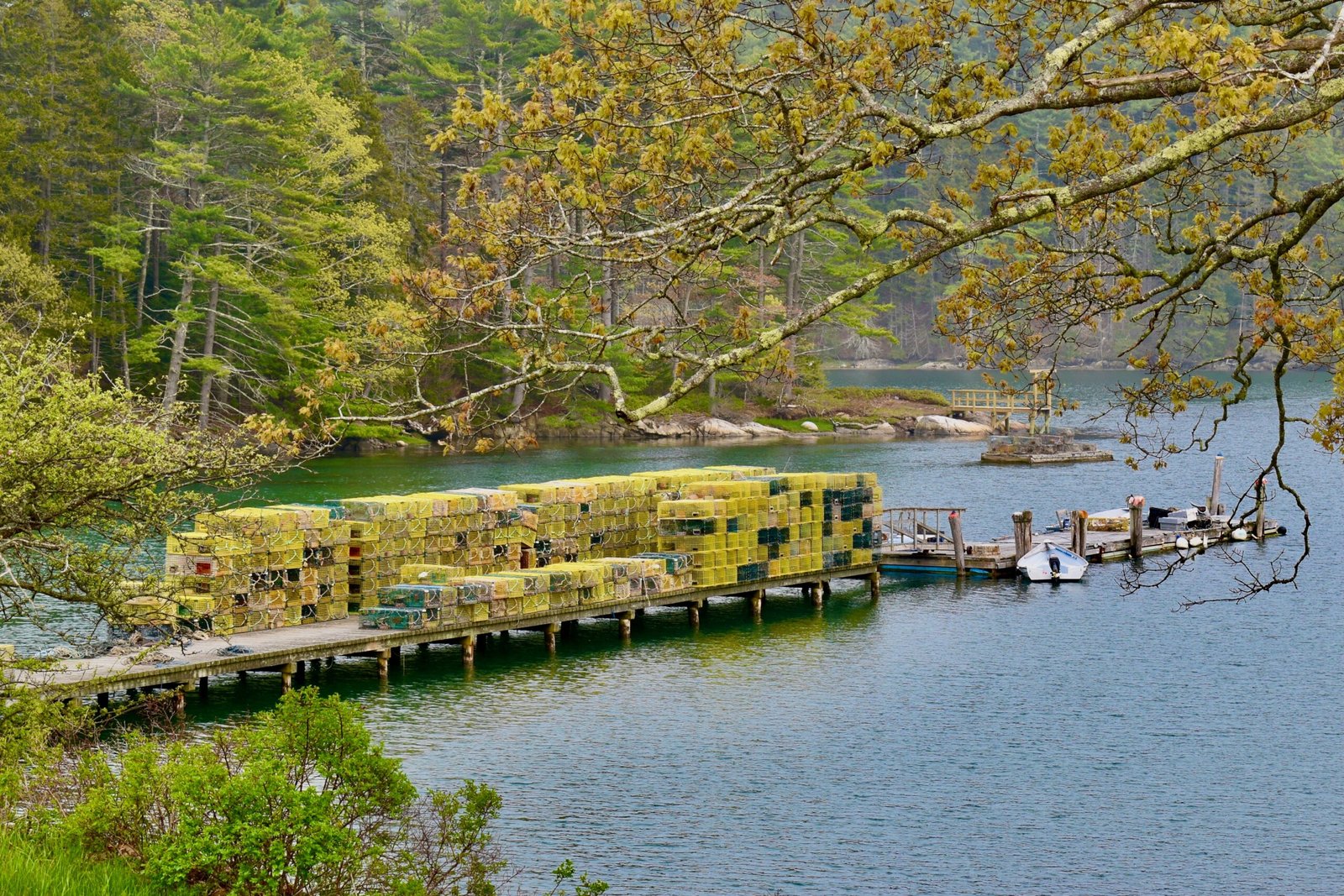 a dock that has a bunch of boxes on it