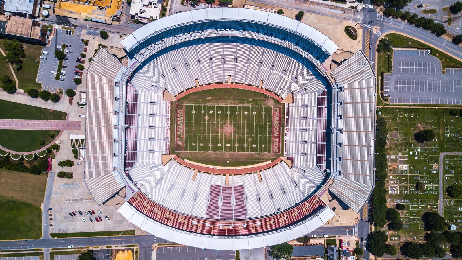 aerial view of football stadium